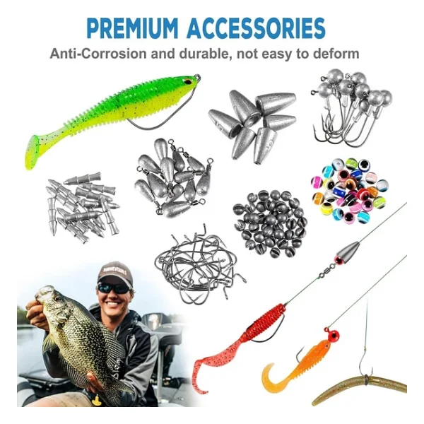 Valkyrie 354 Parça Balık Olta İğne Yem Seti Rapala Kurşun İğne Silikon Kaşık Çantalı Komple Set - Görsel 4