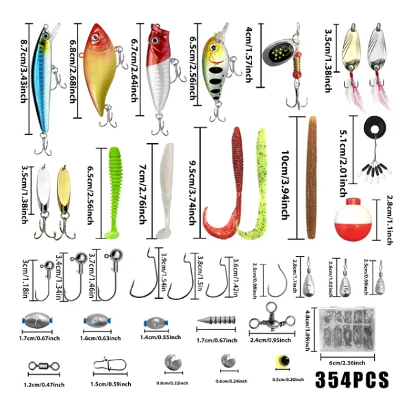 Valkyrie 354 Parça Balık Olta İğne Yem Seti Rapala Kurşun İğne Silikon Kaşık Çantalı Komple Set - Görsel 3
