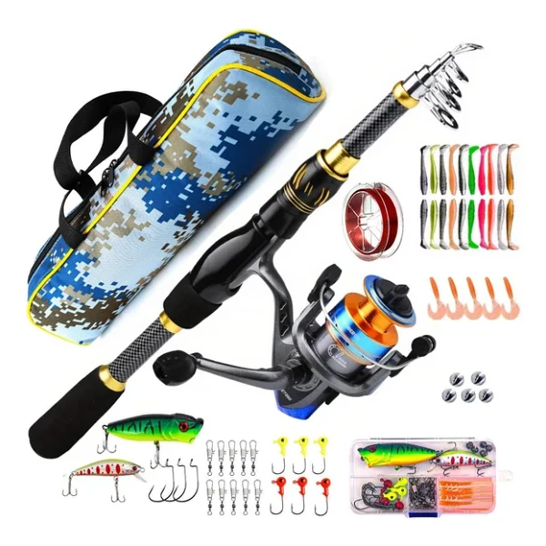 Valkyrie 1.8m Çantalı Motorlu Spin Olta Seti Silikon Rapala Misina Jighead Herşey Dahil Tam Set Ultra Hafif Tasarım - Görsel 3