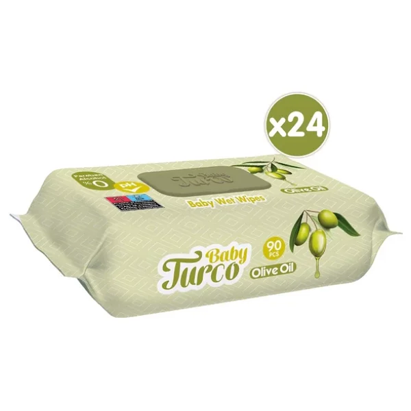 Baby Turco Zeytinyağlı 90 Yaprak 24'lü Paket Islak Bebek Havlusu - Görsel 5
