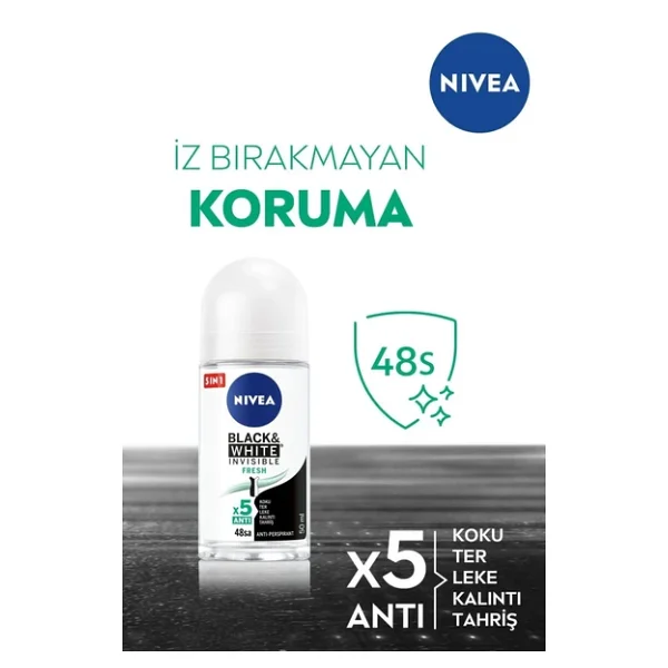 Nivea Invisible Black & White Fresh Kadın Roll-On 50 Ml - Görsel 6
