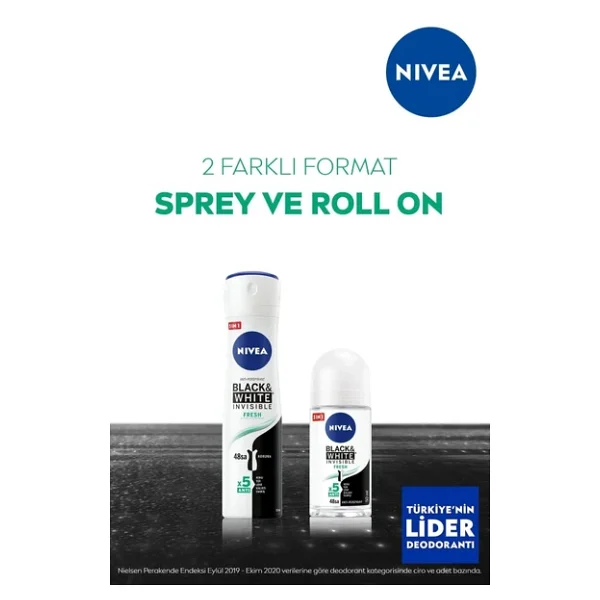 Nivea Invisible Black & White Fresh Kadın Roll-On 50 Ml - Görsel 9