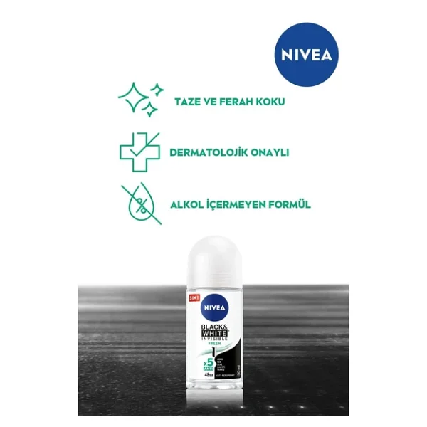Nivea Invisible Black & White Fresh Kadın Roll-On 50 Ml - Görsel 7