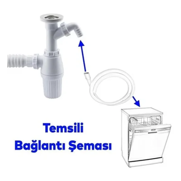 Gama Sökülebilir Pis Su Giderli Tas'lı Çift Lavabo Gideri Evye Sifonu Körüklü Mutfak Banyo Borusu - Görsel 6