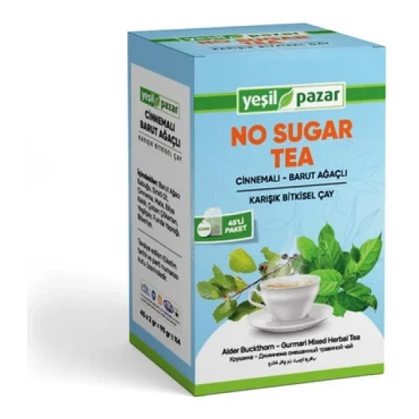 Yeşil Pazar Cinnemalı Barut Ağaçlı No Sugar Tea Bitki Çayı 45'li - Görsel 4