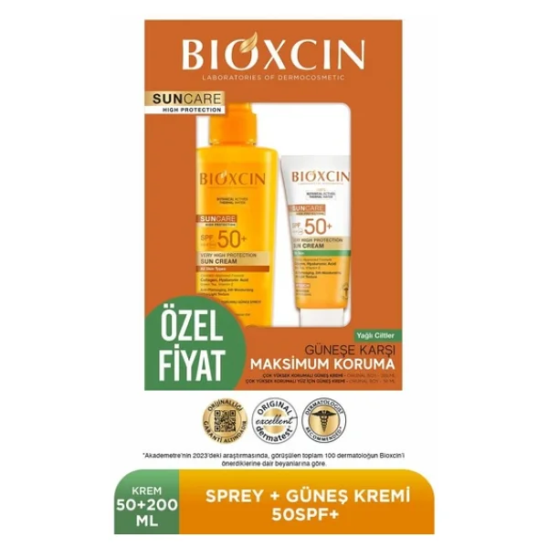 Bioxcin Sun Care Spf 50 Yüz Güneş Kremi 50 Ml Karma Yağlı Cilt + Vücut Güneş Spreyi 200 Ml - Görsel 3