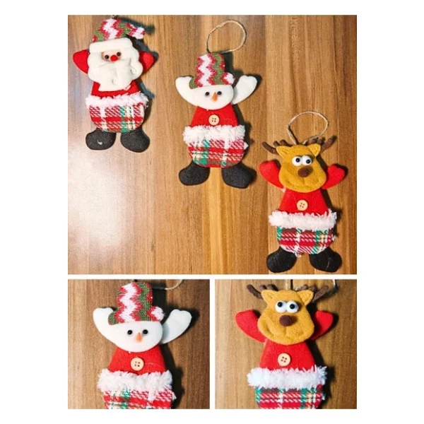 Peluş Aksesuar Çam Ağacı Süsü 3 Adet Tekstil Örme Orta Boy 17 X 11 Cm Yılbaşı Çam Ağacı Süsü Peluş - Görsel 3