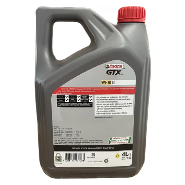 Castrol GTX 5w-30 C4 4 Lt Motor Yağı - 2025 - Görsel 7