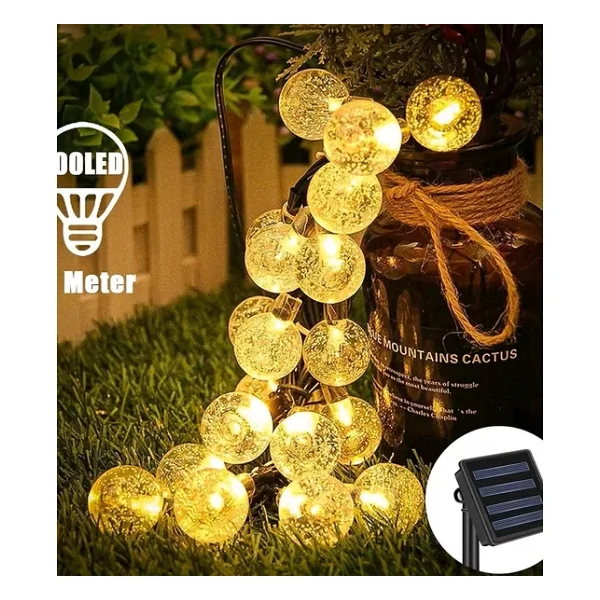 Brokoli Home 7 Metre Güneş Enerjili 8 Modlu Gün Işığı Solar LED Işık 50 Top Dekoratif Yılbaşı Bahçe Balkon Ve Teras - Görsel 2