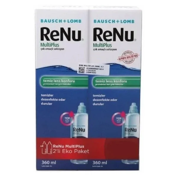 Bausch + Lomb Renu Multiplus Çok Amaçlı Lens Solüsyonu 2 X 360 Ml Temizleme Ve Nemlendirme - Görsel 2