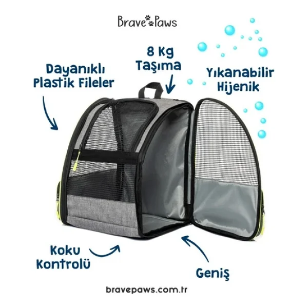 Brave Paws Kedi Köpek Çantası Yıkanabilir Ve Hava Alan Piramit Model - Görsel 6