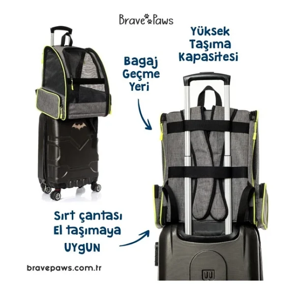 Brave Paws Kedi Köpek Çantası Yıkanabilir Ve Hava Alan Piramit Model - Görsel 7