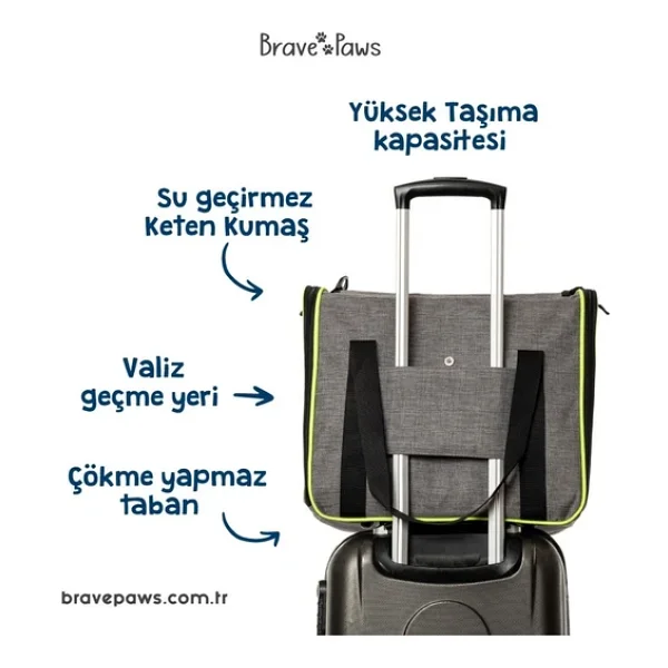 Brave Paws Kare Model Yırtılmaz Plastik Fileli Kedi Ve Köpek Taşıma Çantası (Gri) - Görsel 7