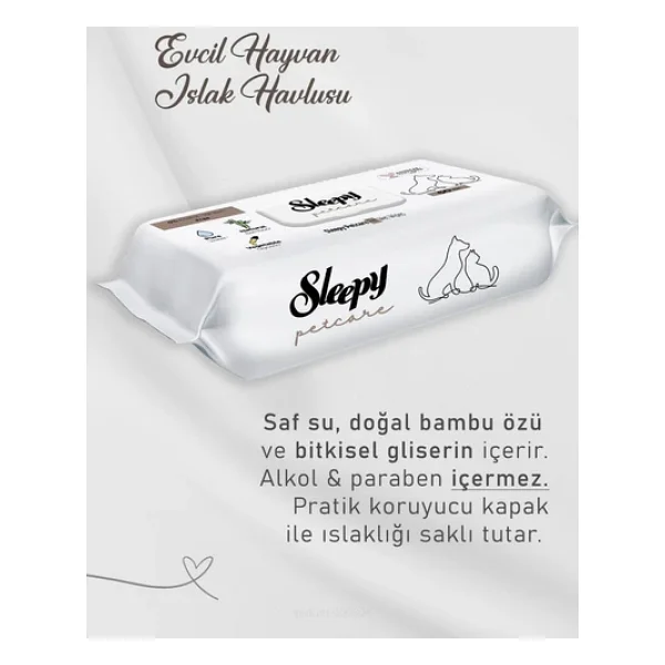 Sleepy 7 Al 6 Öde Evcil Hayvan Islak Havlusu 60'lı Ve Bebe Temizleme Pamuğu - Görsel 5