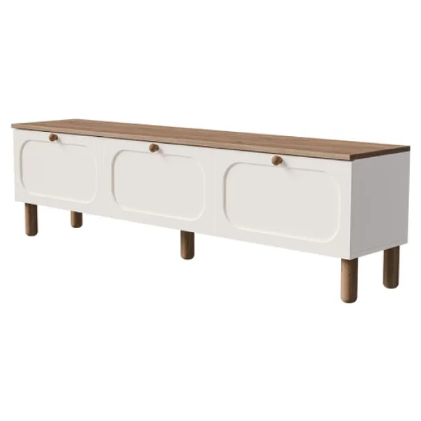 Mezza 1280 Monza 180 Cm Bohem TV Ünitesi Fiyat Performans Mdf Membran Kapaklı Meşe-Beyaz - Görsel 9