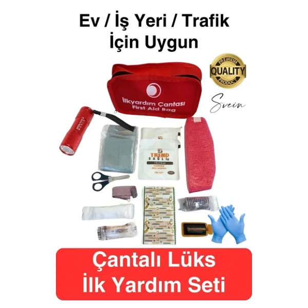 Lüks İlk Yardım Çantası Deprem Afet Acil Durum Müdahale Kiti Araç Ev İşyeri Yerli Üretim Ecza Çanta - Görsel 3