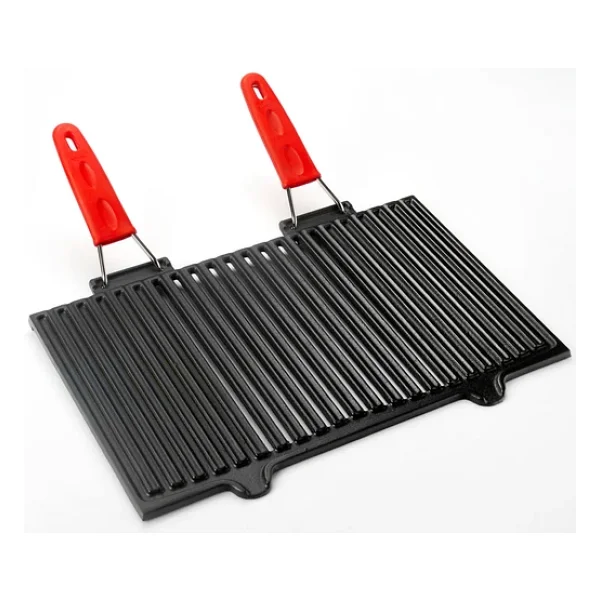 Lava Kırmızı Silikon Kulplu 40x25 Cm Döküm Mangal Izgarası - Görsel 2