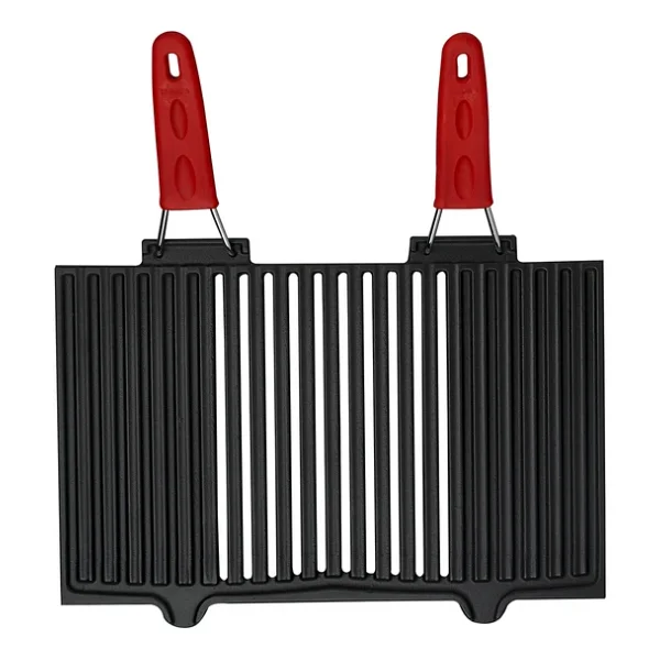 Lava Kırmızı Silikon Kulplu 40x25 Cm Döküm Mangal Izgarası - Görsel 3