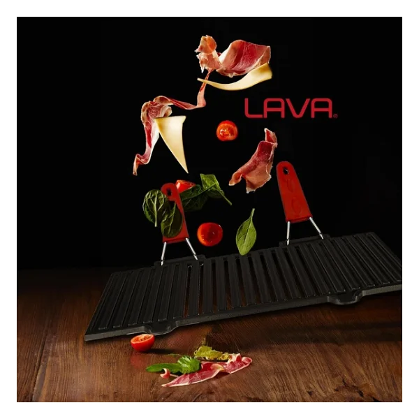 Lava Kırmızı Silikon Kulplu 40x25 Cm Döküm Mangal Izgarası - Görsel 7