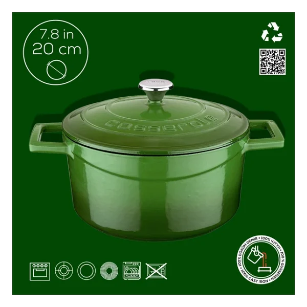 Lava Folk Yuvarlak 20 Cm Derin Döküm Tencere - Görsel 7