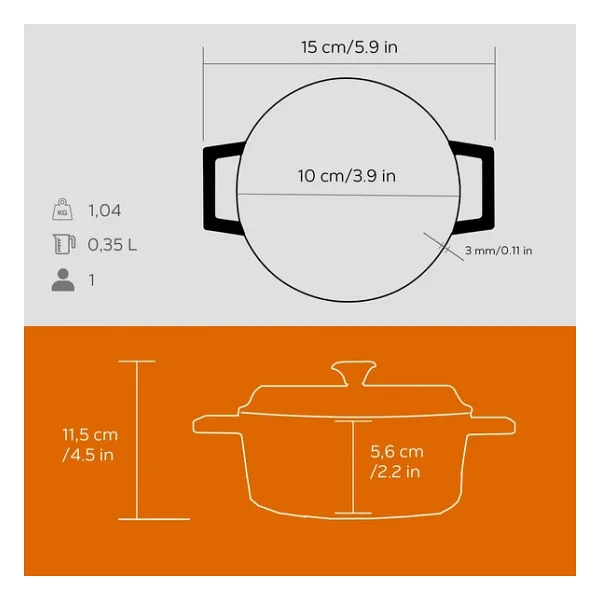 Lava Trendy Turuncu 10 Cm Mini Döküm Tencere - Görsel 5