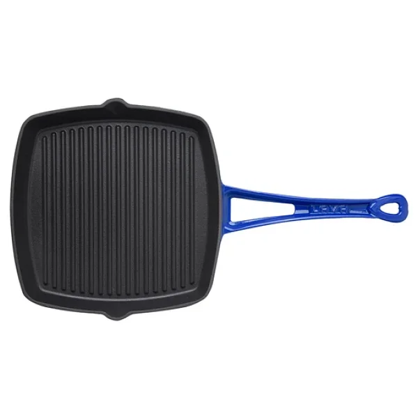Lava Metal Saplı 26x26 Cm Döküm Mavi Izgara Tava - Görsel 7