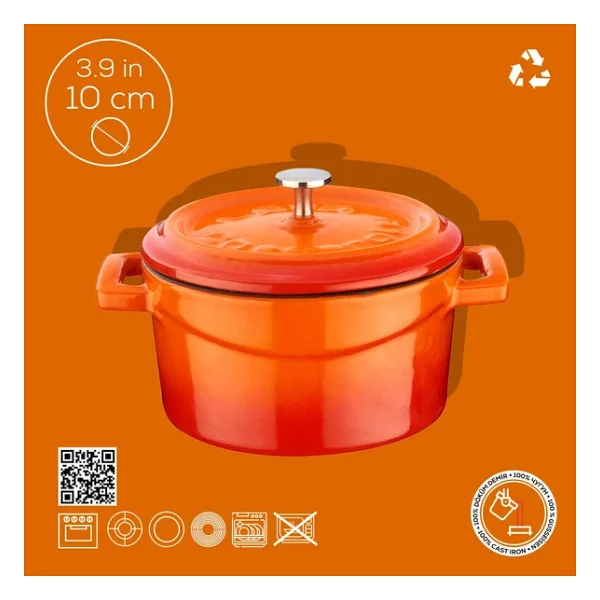 Lava Trendy Turuncu 10 Cm Mini Döküm Tencere - Görsel 4