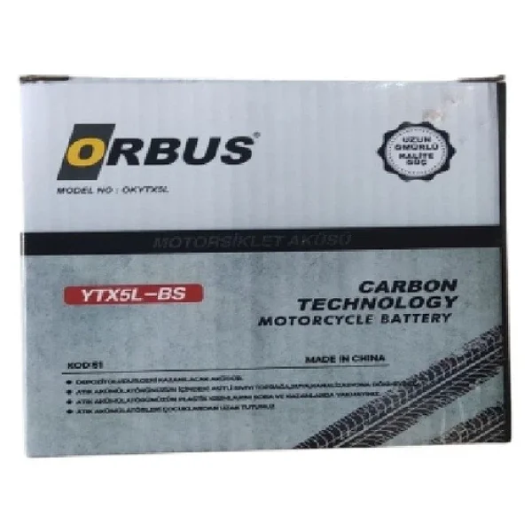 Orbus 12v 5ah Alçak Motosiklet Aküsü Ebatlar: 113x68x105 - Görsel 5