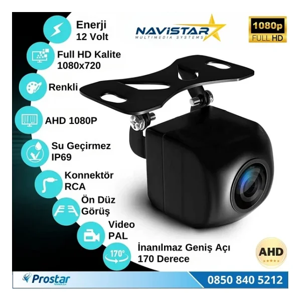 Navistar Ahd 1080p Balıkgözü 170 Derece Geniş Açılı Araç Geri Görüş Kamerası - Görsel 3