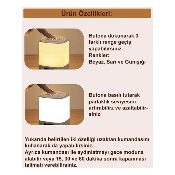 Greentech Masaüstü Şarjlı LED Aydınlatma - Gece Lambası / Gt-Cl09 - Görsel 4