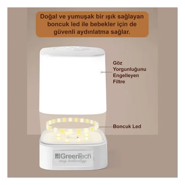 Greentech Masaüstü Şarjlı LED Aydınlatma - Gece Lambası / Gt-Cl09 - Görsel 3