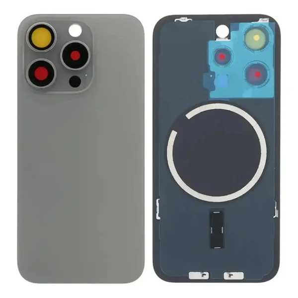 iPhone 15 Pro Full Arka Kapak Orijinal Arka Kemere Lensli (Cam) Gri - Görsel 3