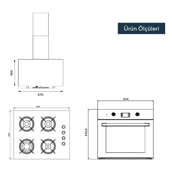 Kumtel Italian Design Plus Cam Ankastre Set - Siyah - Görsel 7