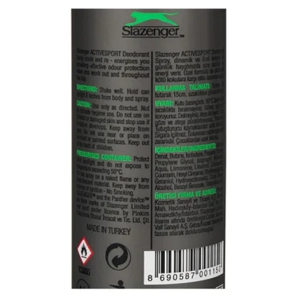 Slazenger Active Sport 150 Ml Erkek Deodorant - Görsel 6
