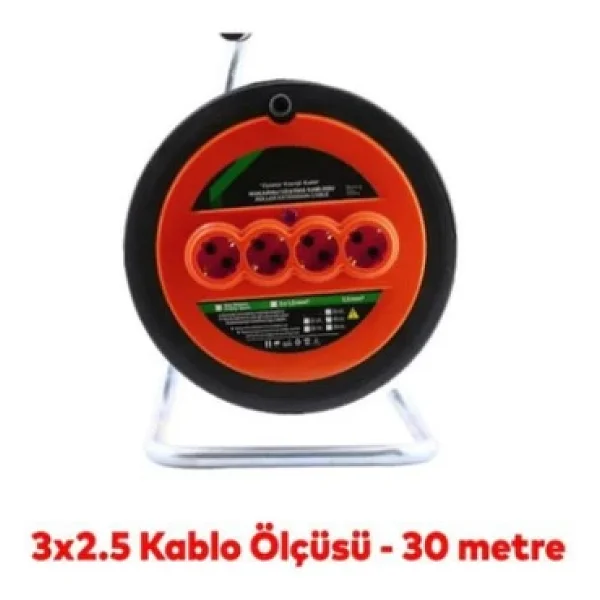 3x2.5 Mm 30 M 4'lü Makaralı Uzatma Kablosu - Görsel 4