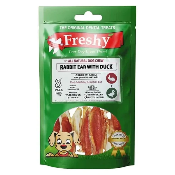 Freshy Ördek Eti Sarılı Tavşan Kulağı 8'li 100 Gr Köpek Ödül Maması - Görsel 5