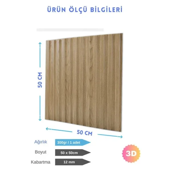 Renkli Duvarlar 50cmx50cm 1adet 3d Abs Malzeme Pvc Dayanıklı Duvar Paneli Silinebilir Lambiri Model Kahverengi Panel - Görsel 2