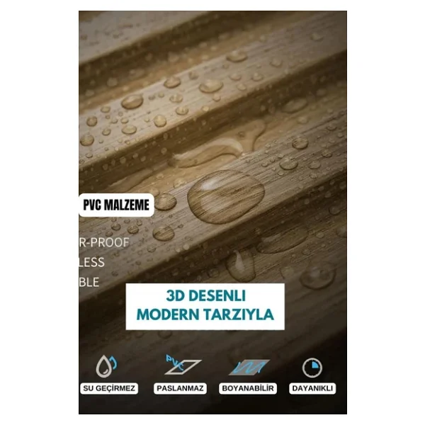 Renkli Duvarlar 50cmx50cm 1adet 3d Abs Malzeme Pvc Dayanıklı Duvar Paneli Silinebilir Lambiri Model Kahverengi Panel - Görsel 6
