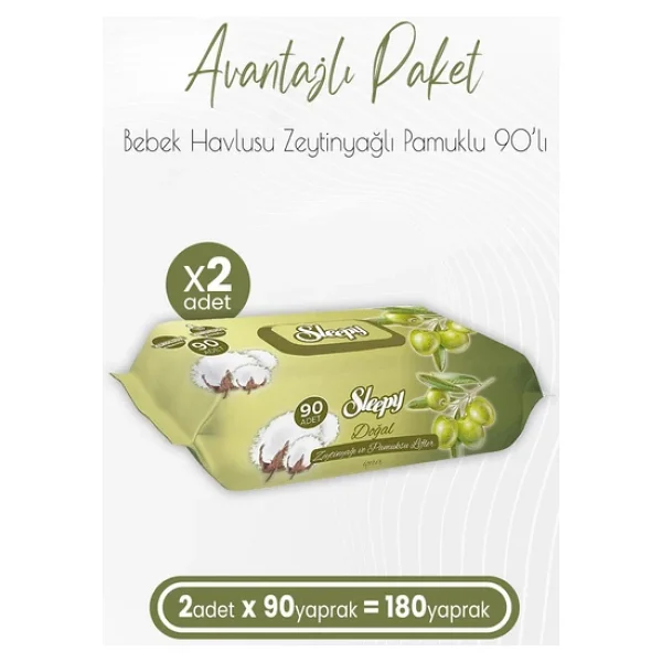 Sleepy Zeytinyağlı 90 Yaprak 2'li Paket Islak Mendil - Görsel 4