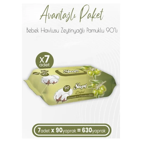 Sleepy Zeytinyağlı 90 Yaprak 7'li Paket Islak Mendil - Görsel 5