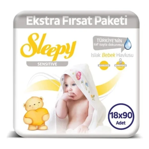 Sleepy Sensitive 90 Yaprak 18'li Paket Islak Mendil - Görsel 4