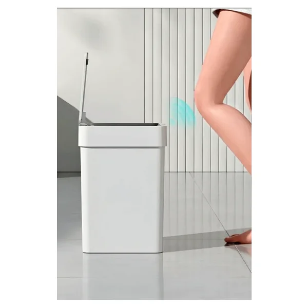 Sensörlü Otomatik Slim Çöp Kovası 9 Litre Plastik Beyaz Yerli Üretim Beyaz - Görsel 6