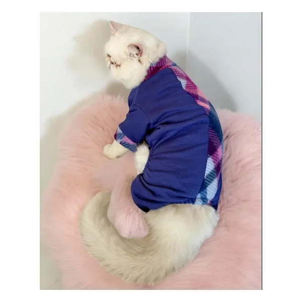 Monogram Purp Polar Kedi Tulum Pijama - Görsel 9