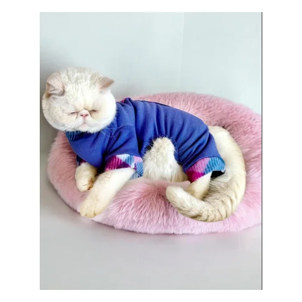 Monogram Purp Polar Kedi Tulum Pijama - Görsel 5