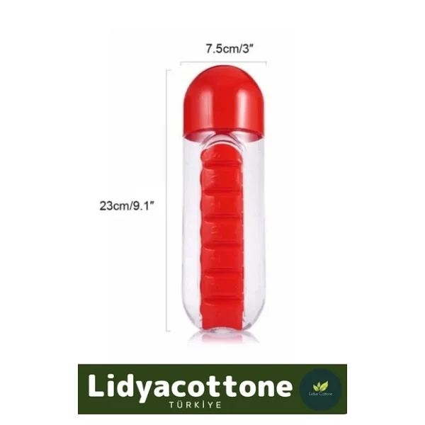 Özel Üretim Hap Bölmeli İlaç Saklama %100 Bpa İçermez Su Matarası 600 Ml Suluk - Görsel 7