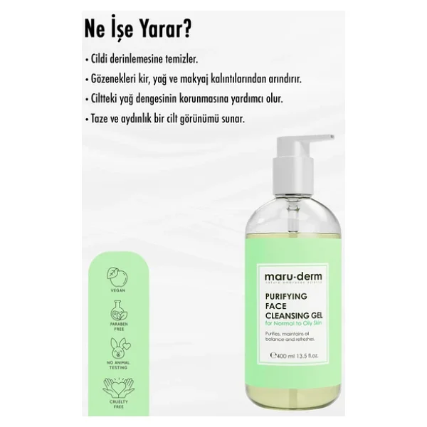 Maru.Derm Karma Ve Yağlı Ciltler İçin 400 Ml Yüz Yıkama Jeli - Görsel 4