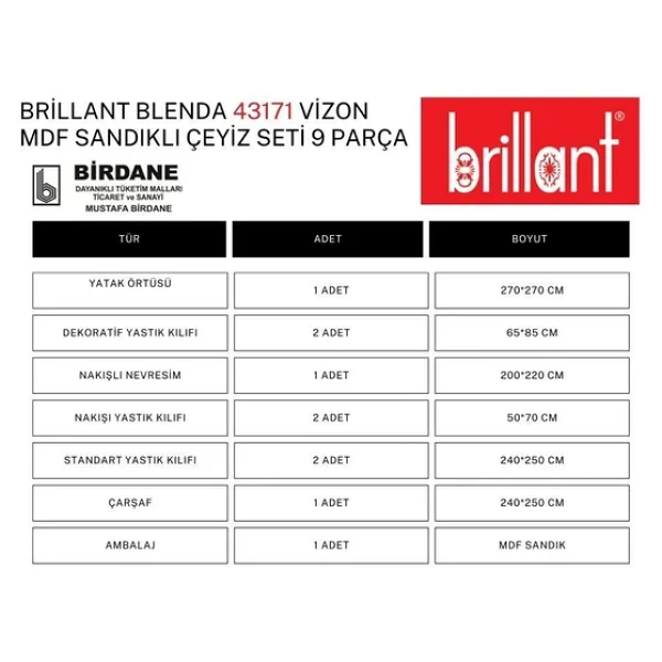Brillant Blenda 43171 Mdf Sandıklı Ceyız Setı 9 Parca - Görsel 2