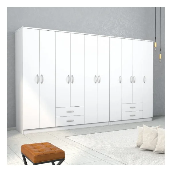 Nisa 10 Kapılı 4 Çekmeceli 16 Raflı Geniş Gardrop Beyaz - Grd1401 - Görsel 3