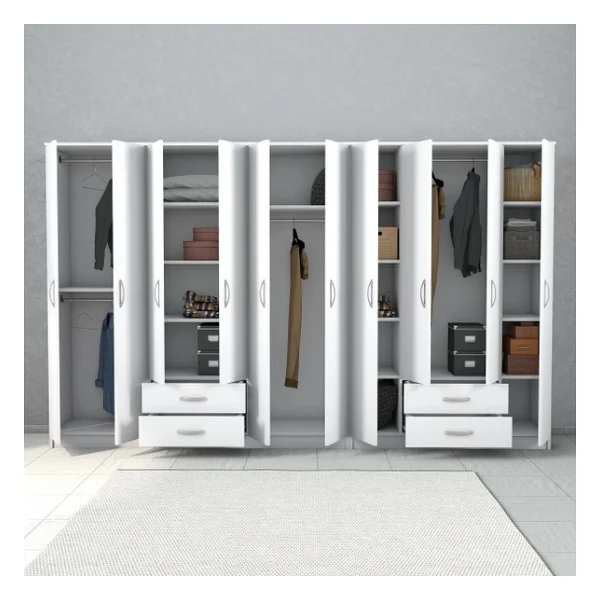 Nisa 10 Kapılı 4 Çekmeceli 16 Raflı Geniş Gardrop Beyaz - Grd1401 - Görsel 5