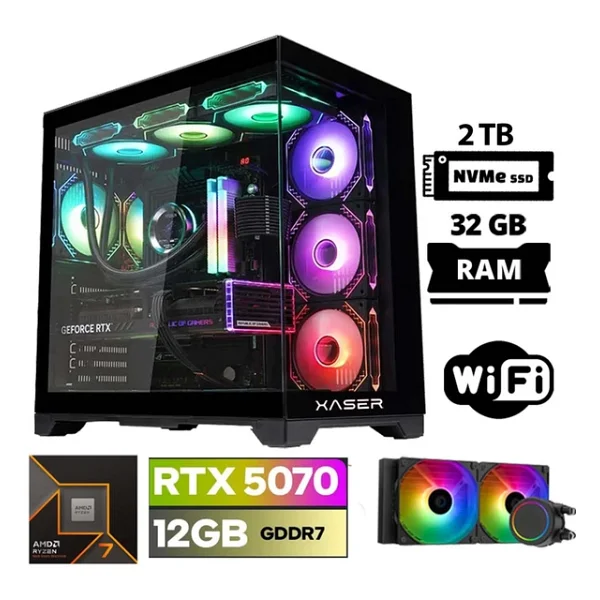 Xaser Lexus X70 Ryzen 7 7700 32gb DDR5 RAM 2tb M.2 Nvme SSD 12gb Rtx5070 Sıvı Soğutmalı Oyuncu Bilgisayarı - Görsel 3